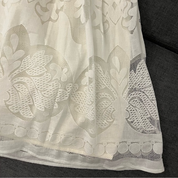 A. Peach Floral Lace Midi Skirt A-Line Size M White Milkmaid Bridal Modest Angel - Picture 16 of 16